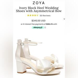 Bella Belle ZOYA ivory block heel with bow SZ 7